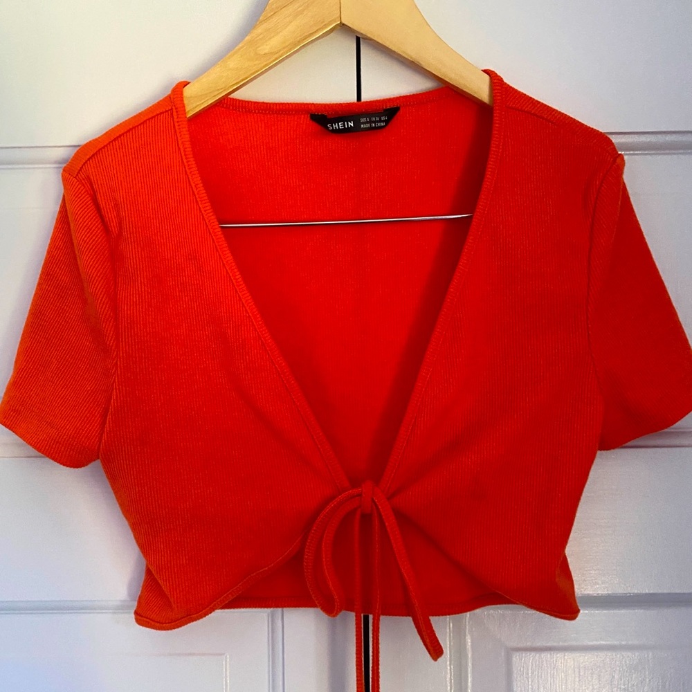 New never worn Orange SHEIN cotton top size S